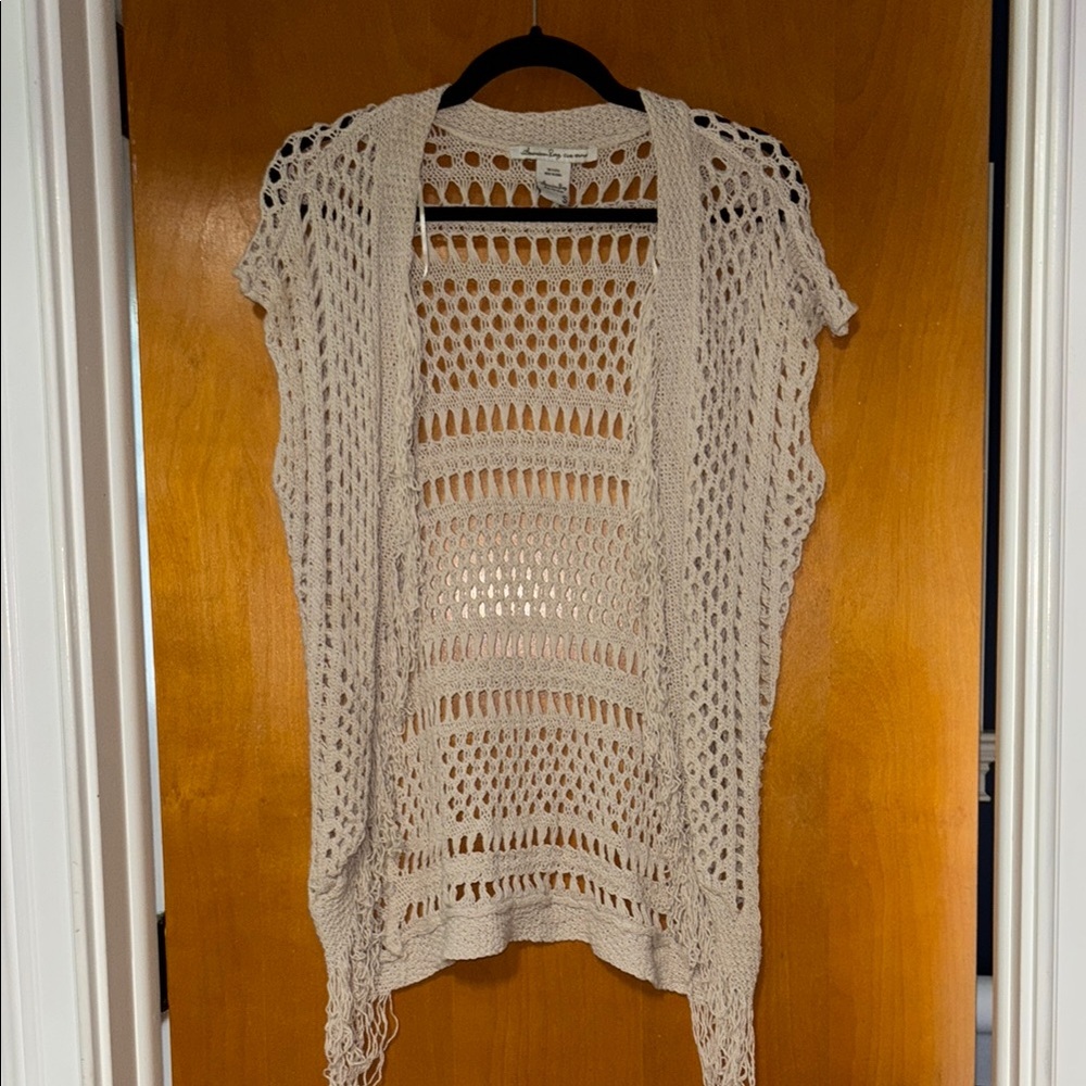 American Rag Beige Open-Knit Cardigan